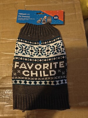 X Small Favorite Child Dog & Cat Sweater, Gray, Other Jack Russell Terrier, Pug 