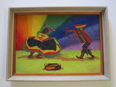 DORIS SAENZ PAINTING   ABSTRACT EXPRESSIONIST MODERNISM MID CENTURY NATIVE DANCE