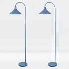 Set of 2 Modern Retro Mirage Blue Floor Lamps Standing Reading Lights