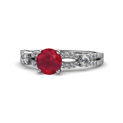 Ruby & Diamond Women Engagement Ring 1.40 ctw in 14K White