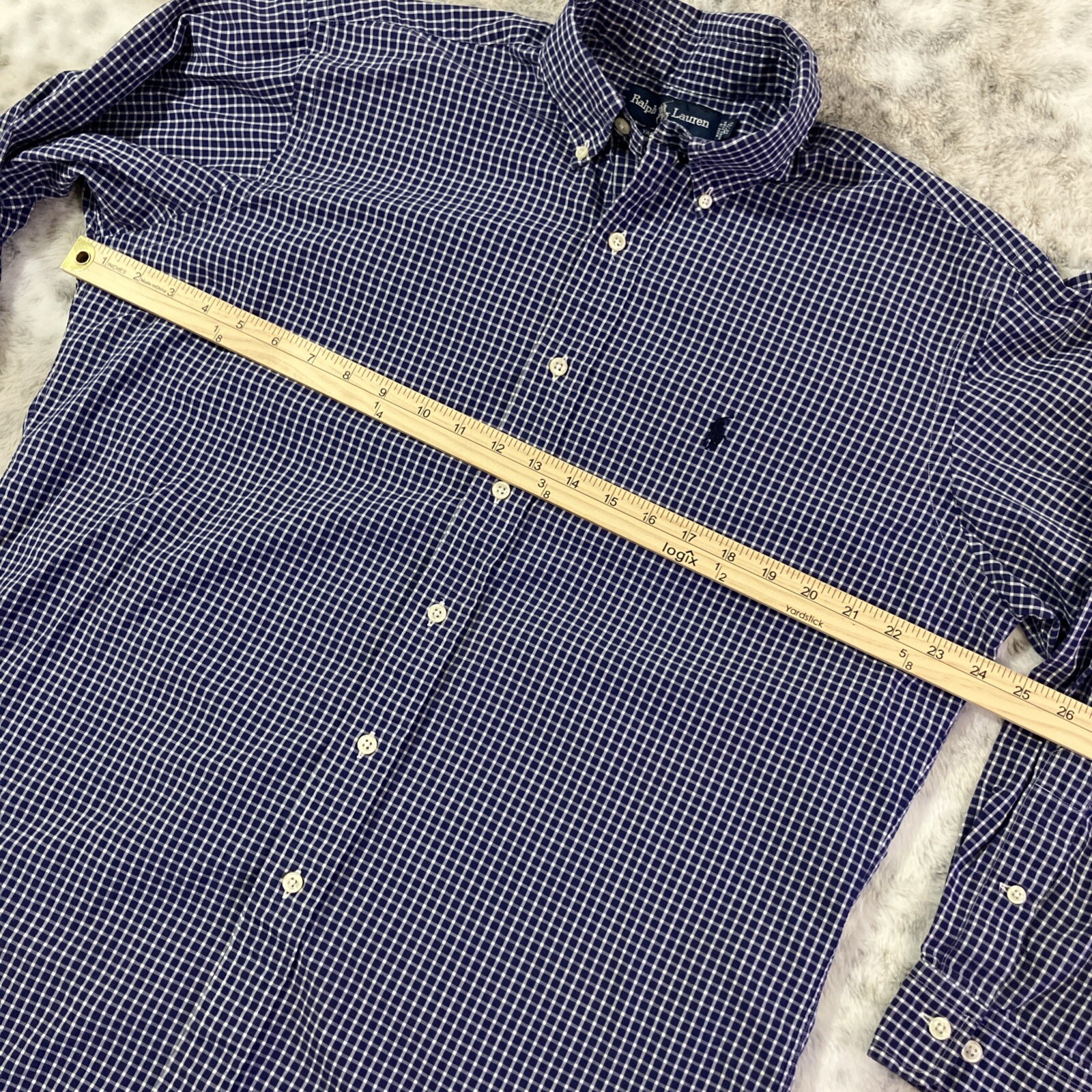 Polo Ralph Lauren Yarmouth Mens 15.5 32 33 Button Shirt Long Sleeve OCBD Vtg thumbnail 6