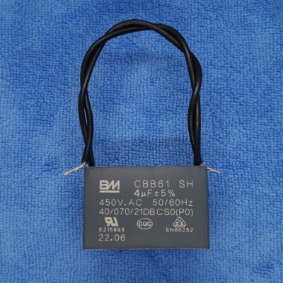 1pc CBB61 4uF 450V AC 2 wire BM Capacitor for Motor Start Fan Ceiling Motor