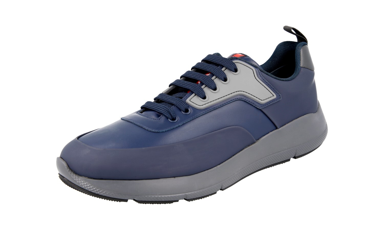 PRADA Leather Sneakers - 4E3270 - Blue Grey Red Stripe - NEW -  9 43