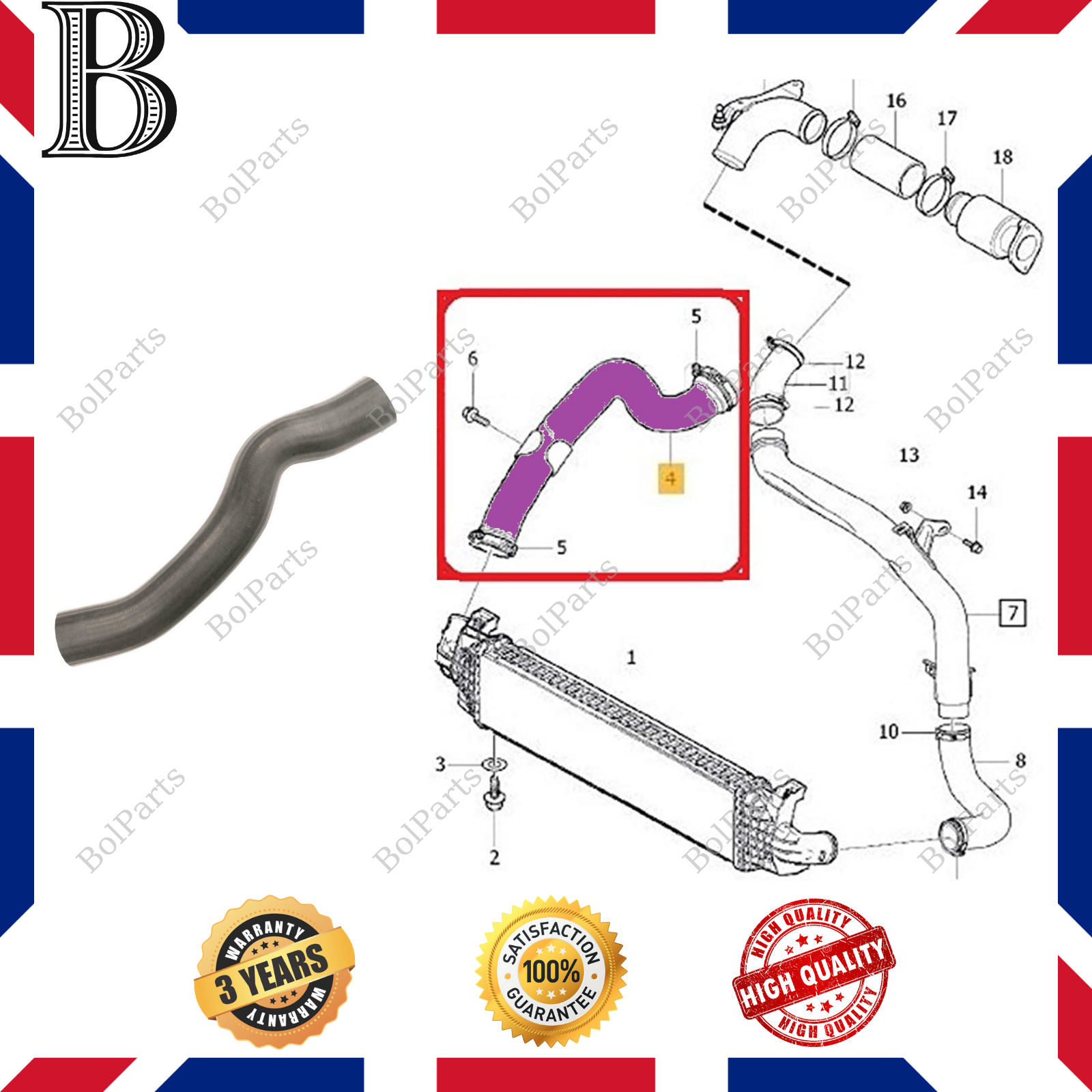 Turbo Intercooler Hose Pipe for Volvo C30 S40 S60 S80 V50 V60 V70