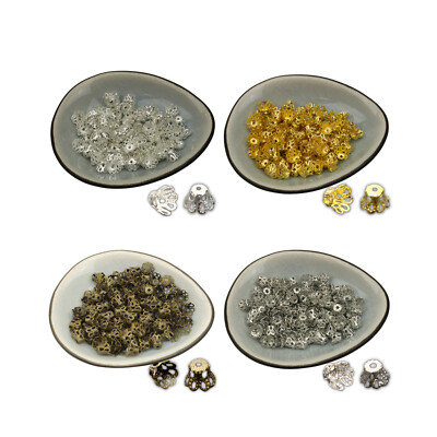 100 Perlenkappen 6x4,5mm Kappen Silber Gold Platin Zwischenperlen Perlkappen