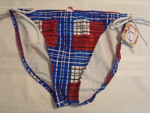 OP Junior L or XL Swim Side Tie Bottom Swimsuit Panty NWT Choice Plaid Polka Dot - Picture 6 of 11