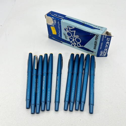 PILOT Razor Point BLUE Marker Pens~11 Left~NIB~Made In Japan~SW-10PP Vintage