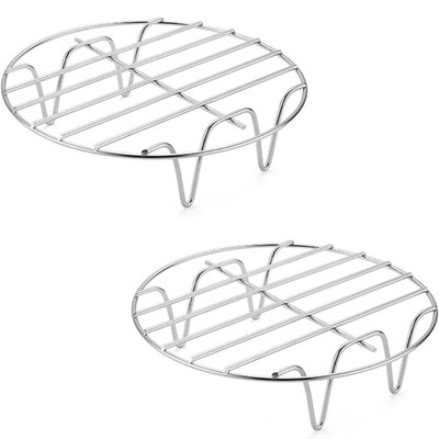 2pcs 7 Inch Round Air Fryers Steamer Rack Stainless Steel Multi Purpose Tray