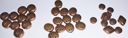 Vintage Copper Colored Beads Metal Heavy 31 Piece Lot 1/4" & Smaller WB12