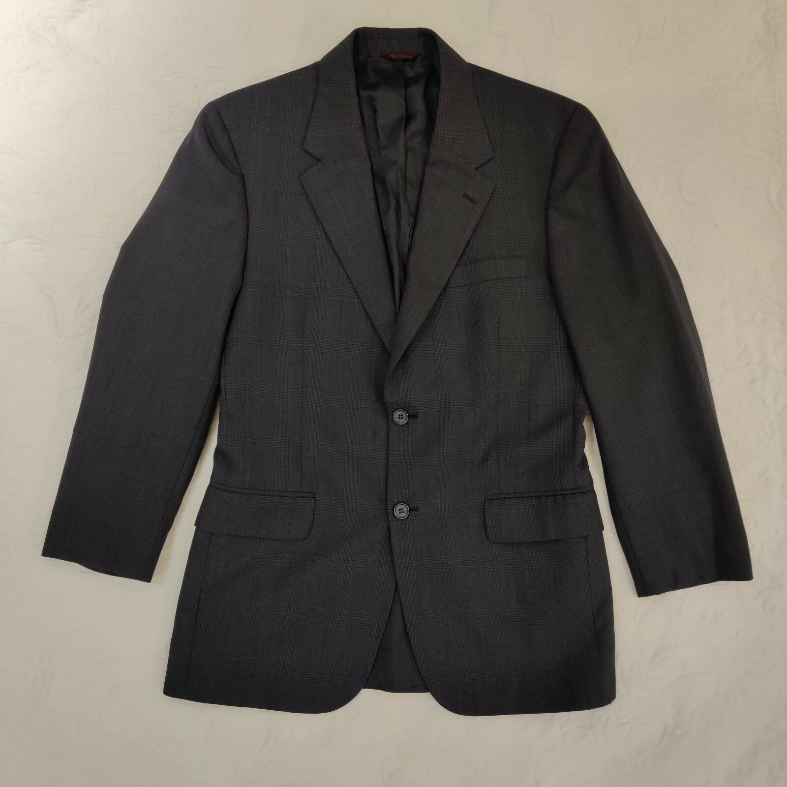 FILA Savile Row blazer uomo lana cappotto sportivo tuta giacca 38 R grigio quadri business