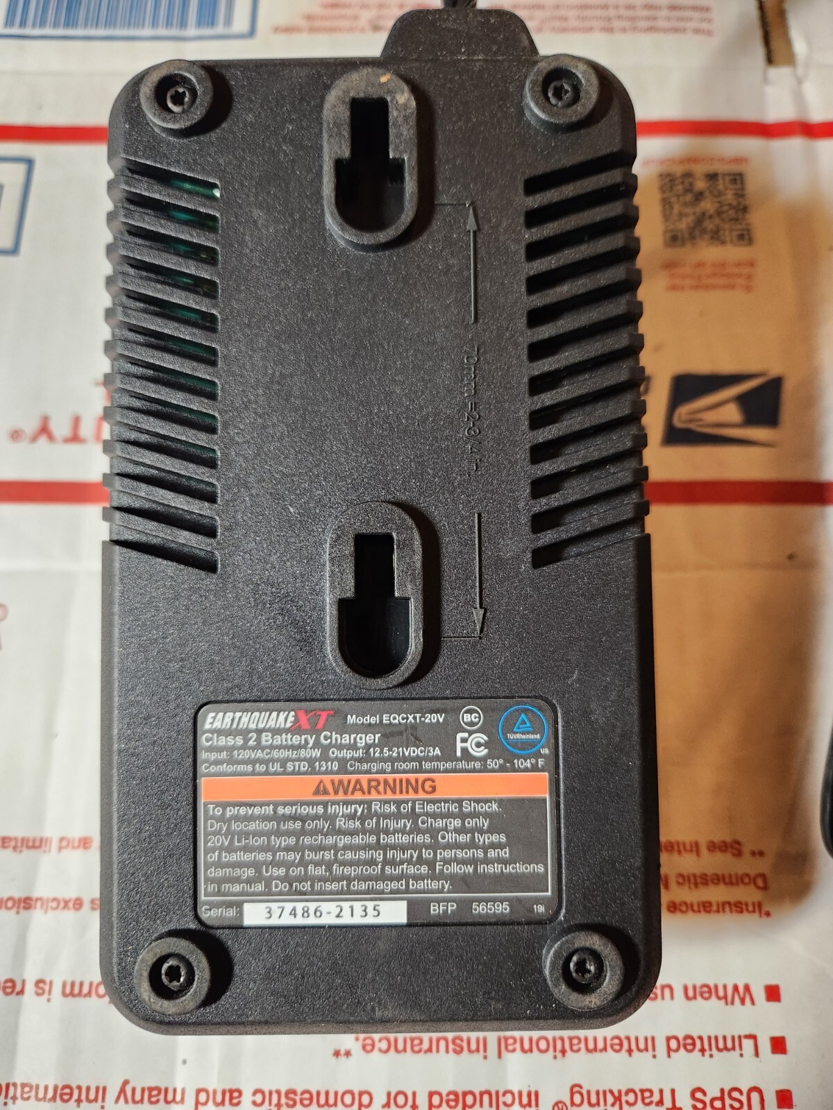 Genuine Earthquake XT EQCXT20V 20V Lithium Battery Charger. Tested eBay