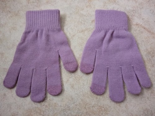 Frenchie Kinder Handschuhe 3 Paar: Weiß Schwarz Lila Rippbündchen Touchscreen Neu - Bild 4 von 5