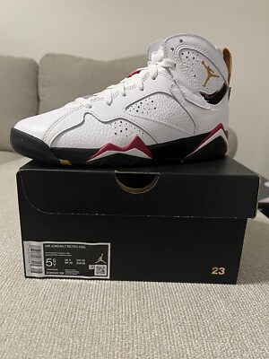 Jordan 7 Retro White Black /Cardinal Red  5.5 Y