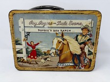 Roy Rogers and Dale Evans Vintage Metal Lunch Box Double R Bar Ranch w/ Thermos