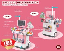 Doctor Kit for Toddlers Pink Medical Cart Pretend Play Toy
