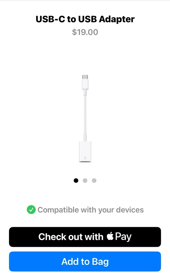 Genuine Apple MJ1M2AM/A - USB-C to USB-A Adapter - Open-Box - Image 2 of 3