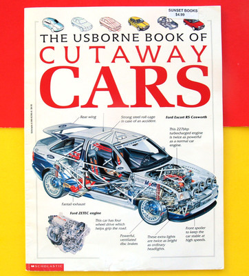 CUTAWAY CARS USBOURNE BOOK COLOR DIAGRAMS AERODYNAMICS FUTURE DESIGNS 1995