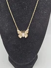 Vintage 1928 Faux Pearl Butterfly Necklace,  16"