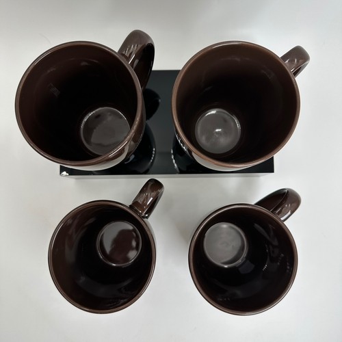 Corelle Stoneware Mugs Chocolate Brown Set of 4 Solid Glossy Coffee Tea Cups - Picture 7 of 11