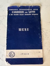 1957 Compagnia Carrozze con Letti European Express Train Restaurant Menu Italia