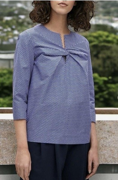 Women COS Shirt Navy Cotton 36 #6SHJ