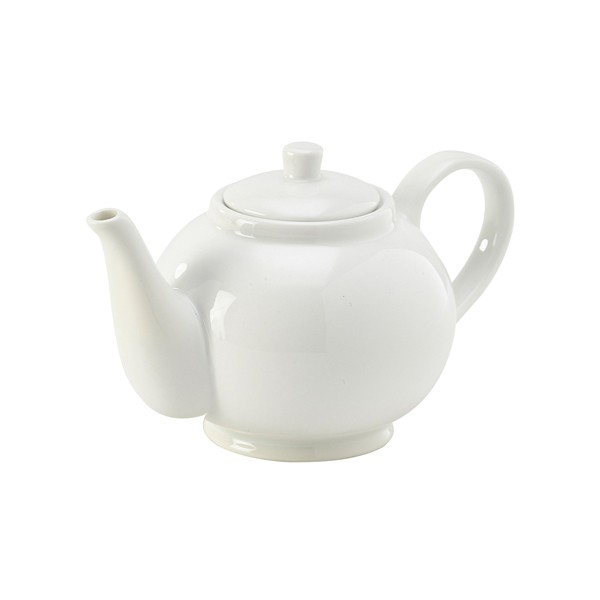Genware Porcelain White Teapot For Hotels Restaurants 31cl/ 11oz Pack of 6