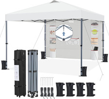 Gazebo Pieghevole 3X3 M Da Giardino a Una Spinta Con 1 Parete Laterale Stabile 9