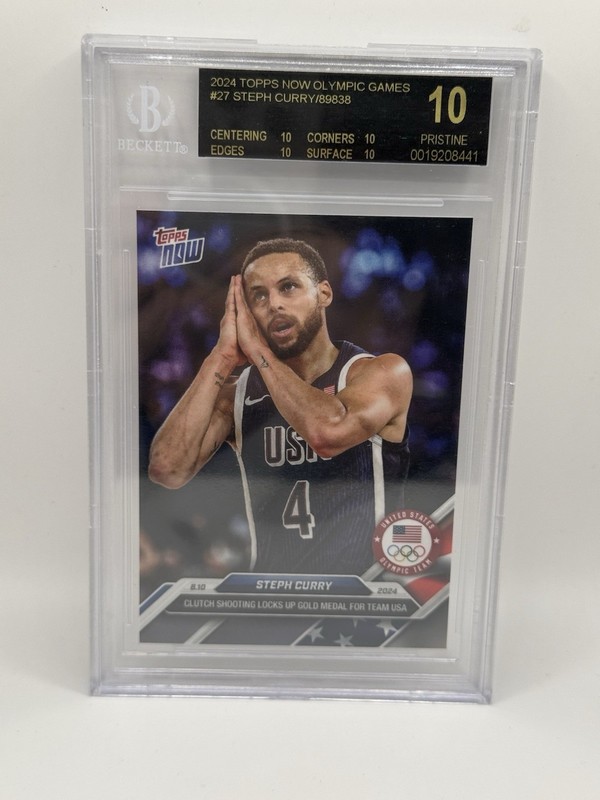 2024 TOPPS NOW OLYMPIC GAMES #27 STEPH CURRY BGS 10 Black Label Night Night