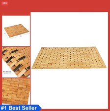 Bamboo Bath Mat Roll Up 23.5x16.5 Inch Shower Bathtub Mat Non Slip Rubber