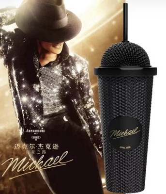 Michael Jackson Trinkbecher/Tumbler schwarz mit Deckel & Trinkhalm