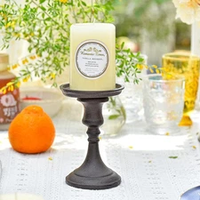 Sungmor Cast Iron Candle Holder Vintage Pillar Candlesticks Tabletop Centerpiece