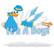 Its a Boy Stork Yard Sign with Stakes Stork Baby Shower Blue 2