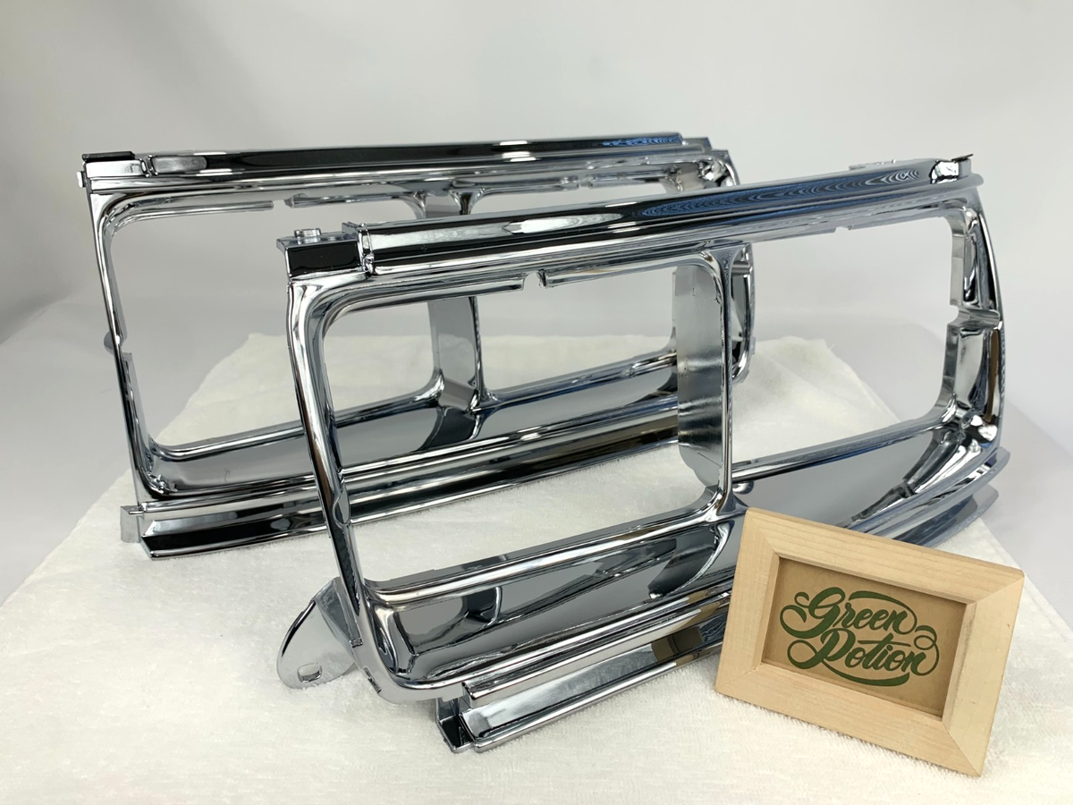 Quad Square Headlight Housing Chrome Bezels for Toyota 80 Series