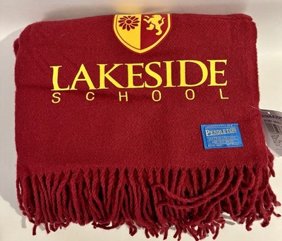 NWT Pendleton Wool Blanket Seattle Lakeside School Motor Robe Red & Gold USA