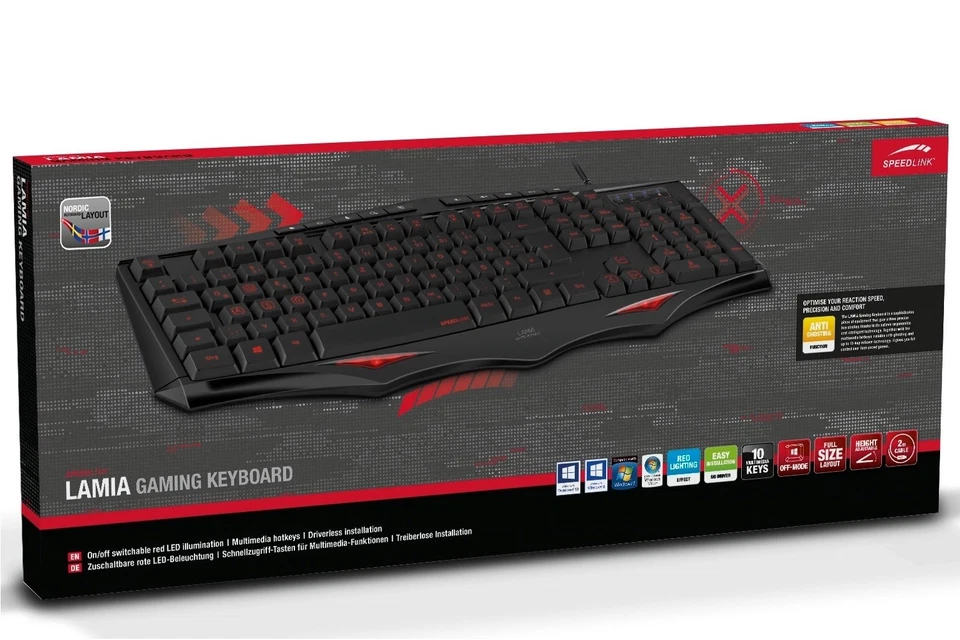 Speedlink LAMIA USB Gaming Tastatur LED SWE NO FIN DNK Nordic Keyboard-Layout - Bild 3 von 3