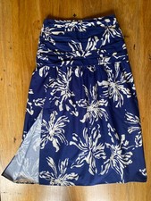 #ZARA #Strapless Dress / Skirt Navy White Floral #SizeL (AU 12-14) High Split
