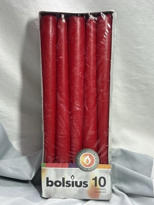 Bolsius 9.64''Dinner Candles 10-Pk Dripless Smokeless 7.5 Hr & Candle Sharpener