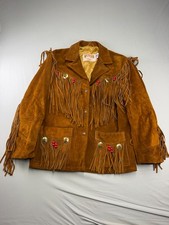 Vintage Schott Western Leather Jacket Women's 16 Fringed Brown USA Large