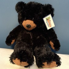 Vintage The Bear Factory Black Seated Bear Plush 16” Stuffed Toy 2001 NEW tags