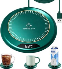 PRETTI USB Coffee Mug Warmer Green 3 Temp Cup Heater Pad 75C Auto Shut Off Desk