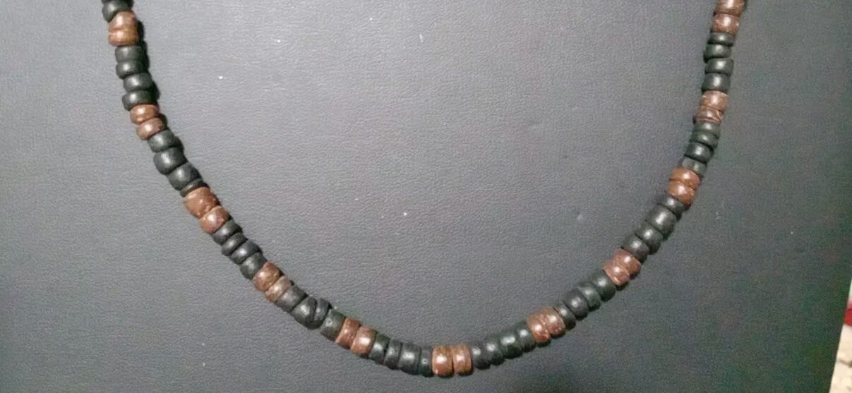 Vintage Wooden Beaded Necklace Handcrafted with Barrel Clasp