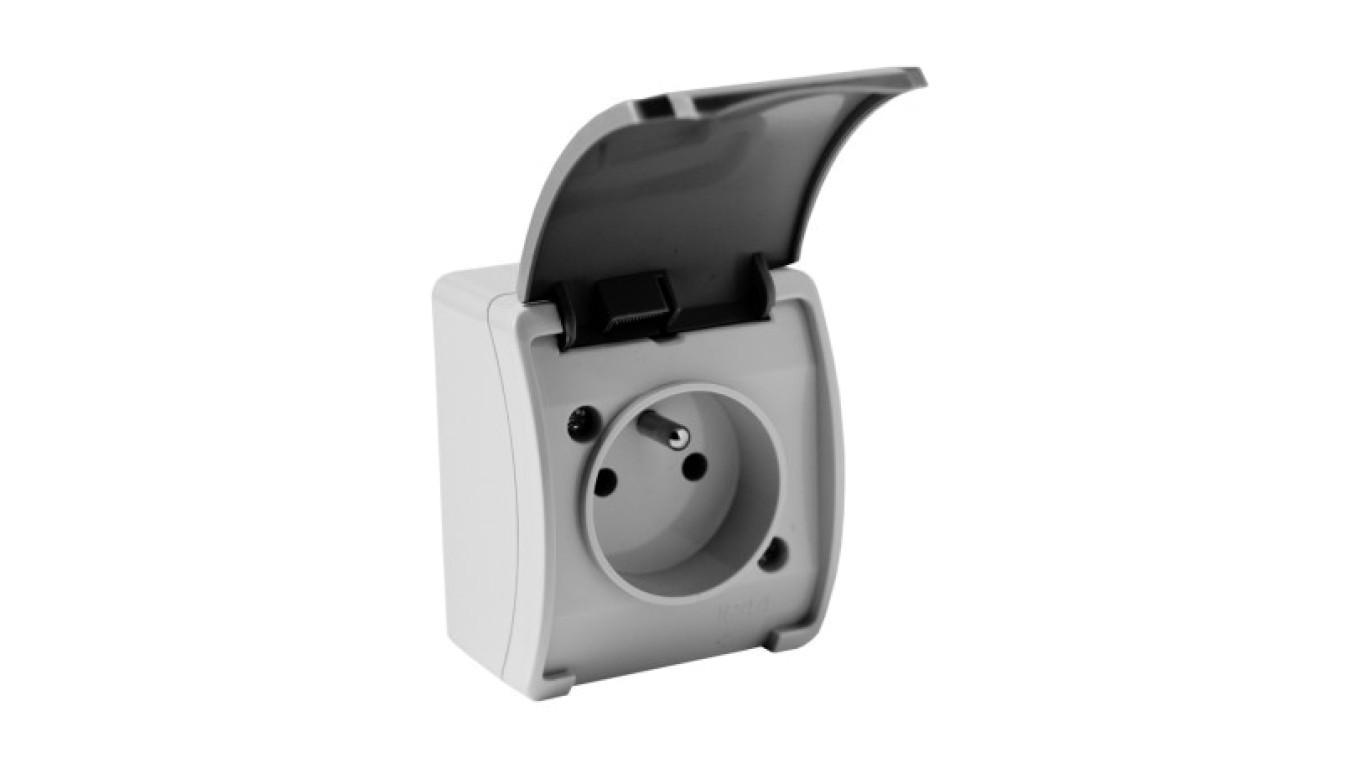 Single Socket with Surface Mounted Ground IP44 161-08-DRV