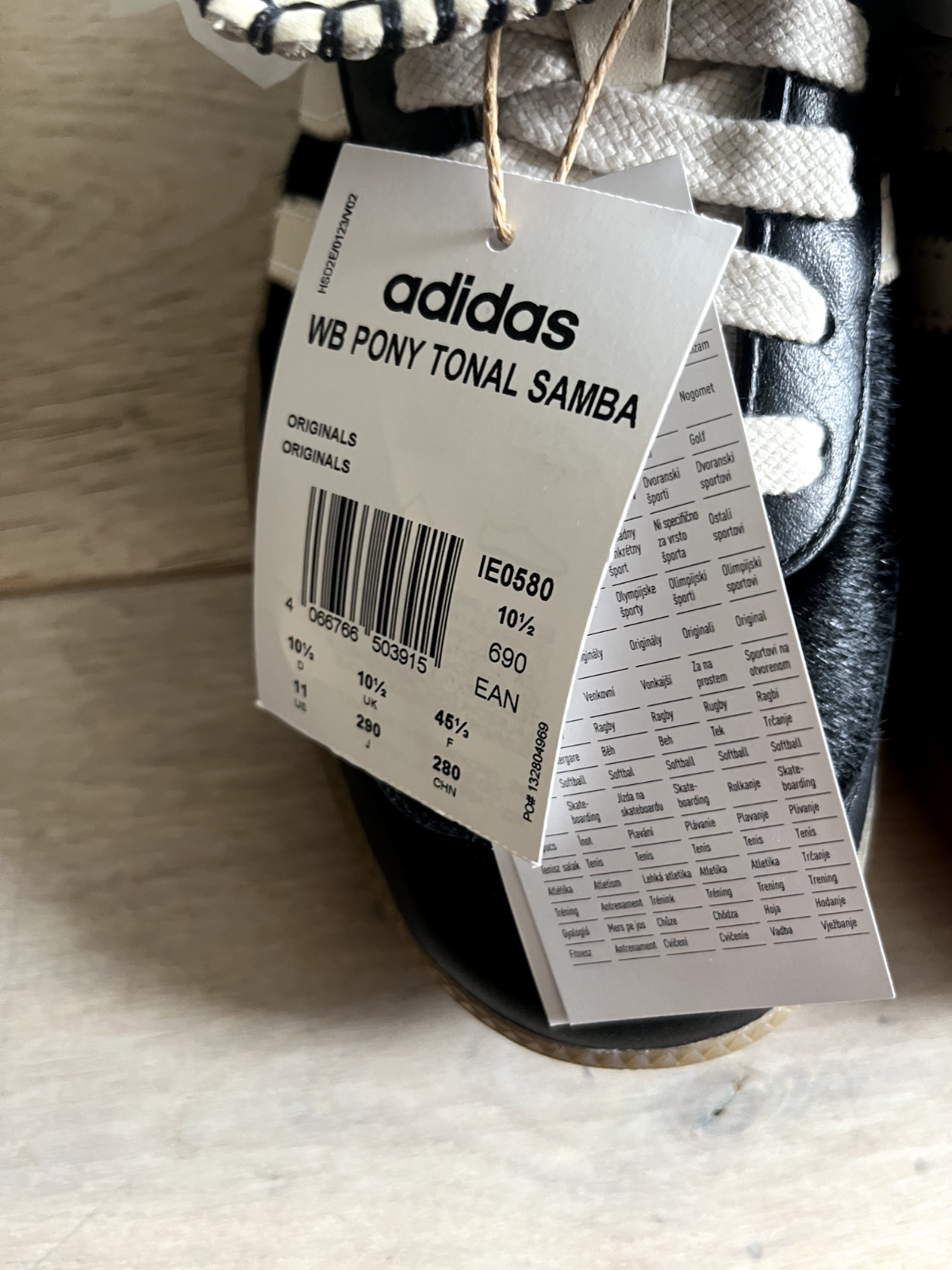 Galles Bonner Samba Uomo 10.5 Nero Pony Hair Autentico Adidas