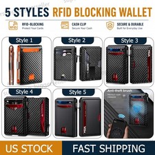 Men's Slim PopUp Bifold Carbon Fiber Wallet, RFID Blocking, Money Clip, Men Gift