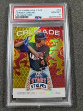 🌟 2015 HUNTER GREENE PANINI STARS & STRIPES CRUSADE RED RC #/99 PSA 10 REDS