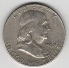 1962 D FRANKLIN HALF DOLLAR 90% SILVER DENVER MINT .50¢ UNITED STATES OF AMERICA