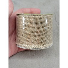 Floral Garden Burlap Ribbon 2in x 9ft Natural Tan Polyester Jute Style Craft