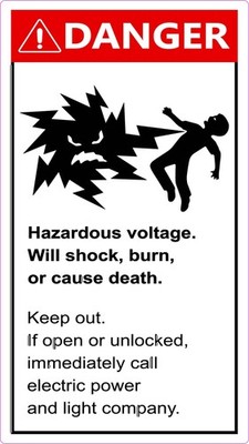 StickerTalk Danger Voltage If Open Call Vinyl Sticker, 4.5 inches x 8 inches