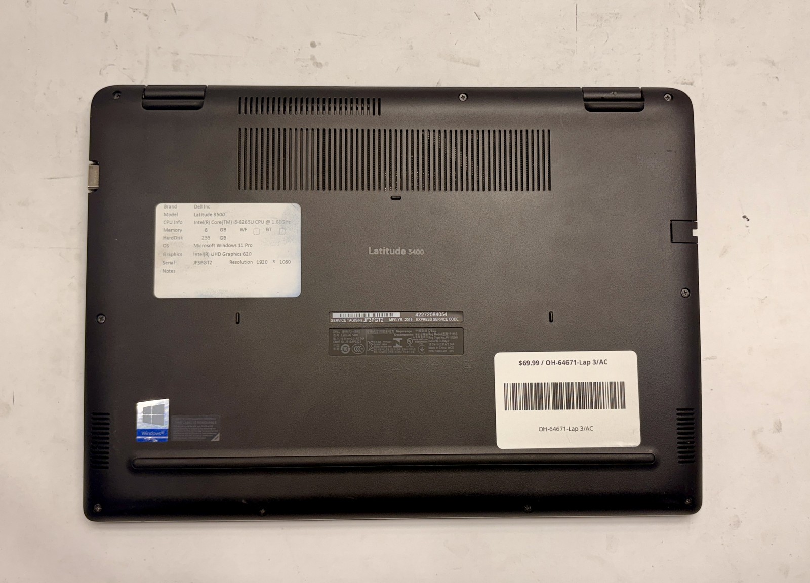 Dell Latitude 500, 14-Inch Laptop, with Intel Core i5-8265U, Windows 11 Pro