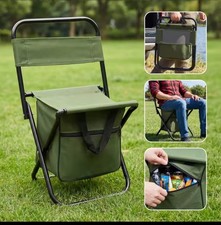 2-in-1 Portable Folding Camping Chair with Storage Bag & Backrest – Lightweight